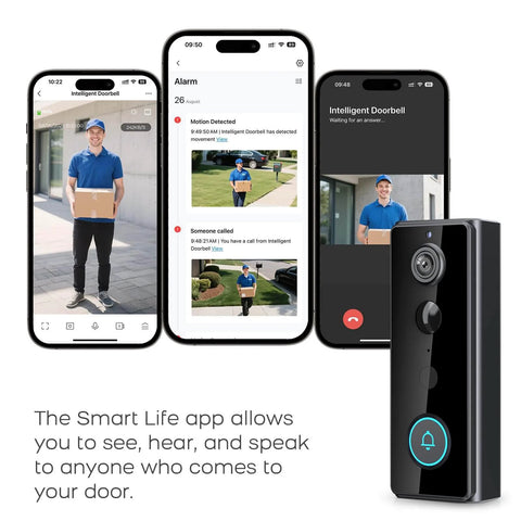 2K Wireless Video Doorbell Camera With Live View Color Night Vision Smart Human Detection 180 Degree Field Of View