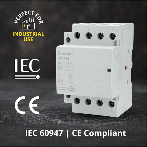 8 Pole Contactor Bundle With Dual 4 Pole NO AC Contactors 120V Coil Heavy Duty 50 Amp IEC 400V Rating Motor 40A Lighting