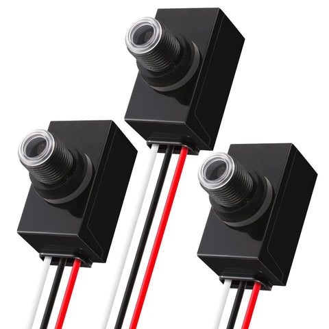 3 Pack No Brainer Dusk To Dawn Sensor For Outdoor Lighting 120 To 277V Photoelectric Switch with three sensors and wiring