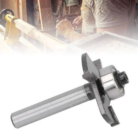 One Eighth Inch T Slot Router Bit With Quarter Inch Shank, Three Flute Ball Bearing Cutter And Half Inch Bearing, Tungsten Carbide Tip