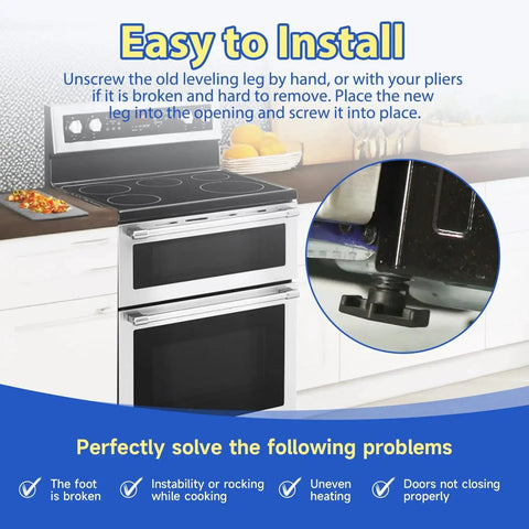Two Pack Oven Range Leveling Leg Set For Ranges And Ovens Durable Aluminum Feet Heavy Duty installation on kitchen stove