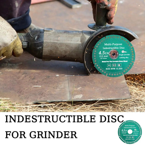 Six Pack Four Point Five Inch Pro Grade Diamond Cut Off Wheels For Angle Grinder With Seven Eighths Inch Arbor in use on metal sheet