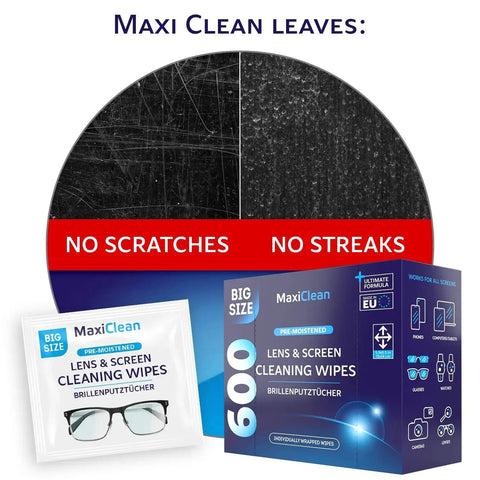 600 Premoistened Lens Wipes For Eyeglasses Screens Phones Individually Wrapped box and packaging with no scratches streaks message