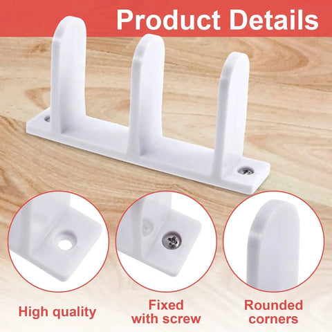 Close-up of 2 Pack Sliding Closet Door Floor Guide for 1-3/8 Inch Thick Doors, Universal ABS Plastic, details of screws and rounded corners.