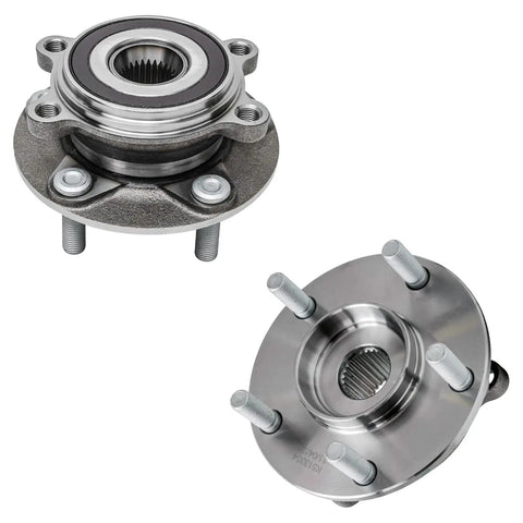 Close-up of wheel bearings and hubs from All In One Front End Replacement Kit For 2014 2018 Mazda 3 Sport 10 Piece Set.