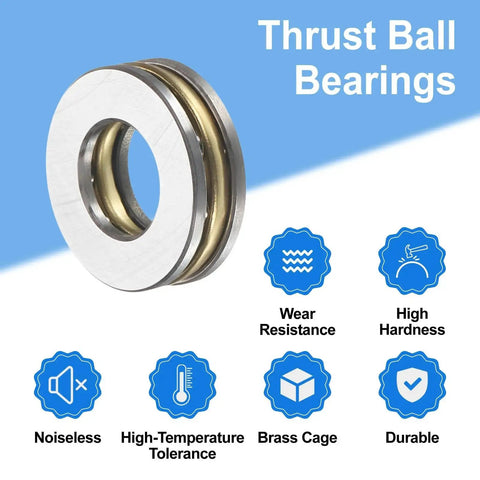 Eight Pack Miniature Thrust Ball Bearings With Washers 8mm Bore 16mm Outer Diameter 5mm Thick Chrome Steel Single Direction