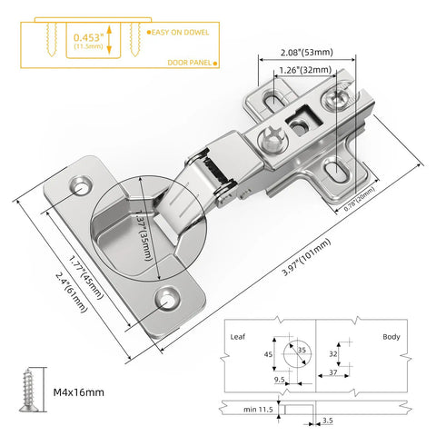10 Pack Half Overlay Cabinet Hinges With Self Closing Slide On Frameless Concealed Euro Hinges 105 Degree Opening For Kitchen