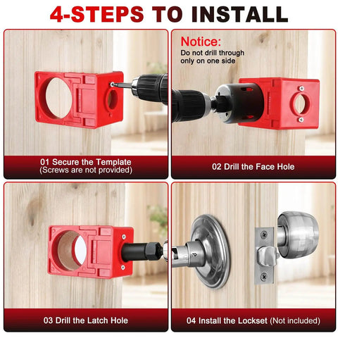 Pro Grade Aluminum Alloy Door Hinge Template Kit For Router Adjustable Mortise Jig step-by-step installation process on door