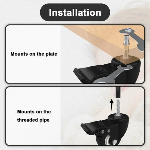 Stem Caster Set Of Four With One And A Half Inch Stem And Five Sixteenth Inch Bolt installation diagram for furniture mount