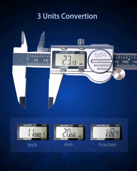6 Inch Digital Caliper Measuring Tool With Feeler Gauges And Spare Batteries, Built Tough IP54 Waterproof Stainless Steel with LCD.