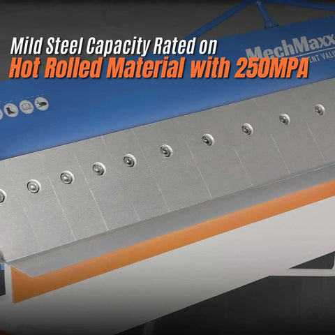 48 Inch Manual Pan And Box Brake For Sheet Metal, 16 Gauge Mild Steel Capacity, detailed close-up of brake fingers, Model PB4816