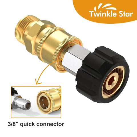 Pressure Washer Quick Connect Adapter Kit M22 14mm to Three Eighth Inch Swivel Fittings for Power Washer Gun Hose and Pump