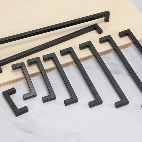 Matte Black Cabinet Pulls Square Drawer Handles with 3-3/4 Inch Hole Centers 96 mm Stainless Steel Kitchen Cupboard Drawer Hardware Pack of 10