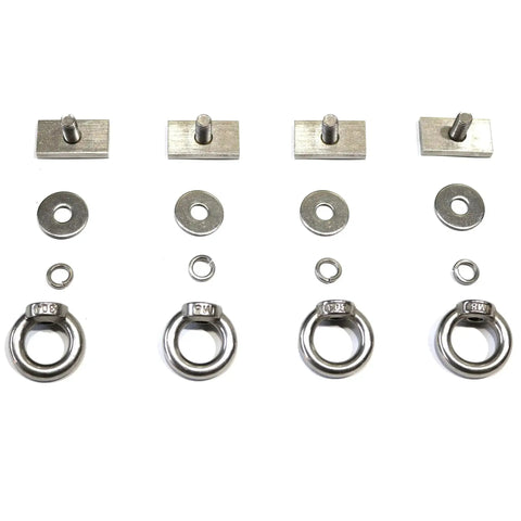 Heavy Duty Stainless Steel Shoulder Eye Bolts 4 Pack With M8 Threads, Includes Slot Nuts, Washers, And Spring Washers For Rope Attachment