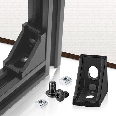 2020 Series Aluminum Extrusion Profile Connector Kit For 20mm Rails showing corner bracket, T-slot nuts, and hex screws
