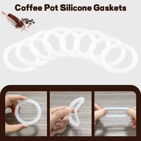 Stovetop Espresso Gasket Seal Ring Set For Aluminum Moka Pots Food Grade Silicone Replacement 6 Cup 8 Pieces