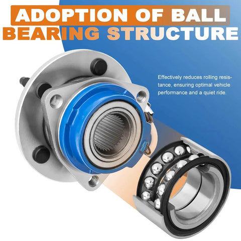 Pair Front Wheel Hub Bearing Assemblies 513121 Fits Chevy Impala 2000-2013 ball bearing structure close-up view