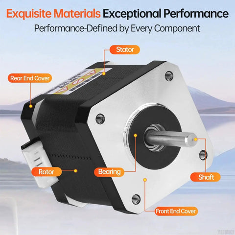 Five Pack Nema 17 Stepper Motor 1.8 Degree Bipolar 2 Phase High Torque 0.6 Nm shown with labeled components like shaft and rotor