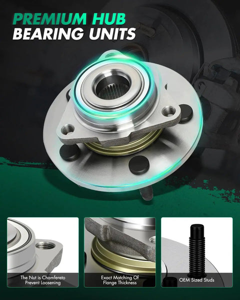 Front Wheel Hub Bearing Assembly For Dodge Ram 1500 2002-2008 5 Lug Front Replacement Built To Last With Heavy Duty Sealed Bearing
