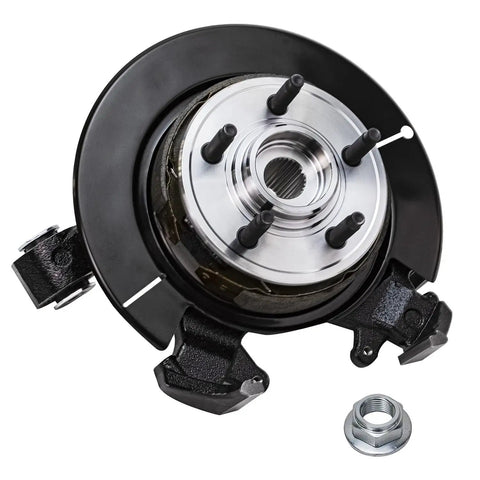 Rear Right Steering Knuckle With Wheel Hub Bearing Assembly For 2006 Through 2010 Ford Explorer Mercury Mountaineer And 2007 Through 2010 Explorer Sport Trac Replacement Direct Fit OE Grade Ready To Roll view of pre-assembled part