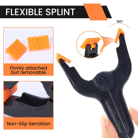 ECY 4.5-inch heavy-duty spring clamp with orange non-slip pads; 10-pack for crafts and photography