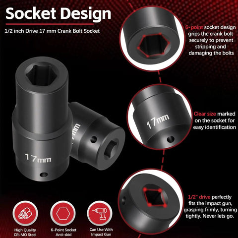 17mm Harmonic Balancer Socket For Half Inch Drive, built tough heavy duty 77060 crank bolt socket with 6-point design.