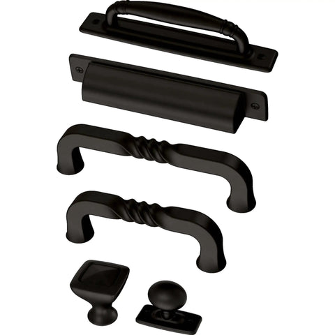 Variety of matte black cabinet knobs and handles including Matte Black Cabinet Knobs Set Five Pack One And One Quarter Inch Round.