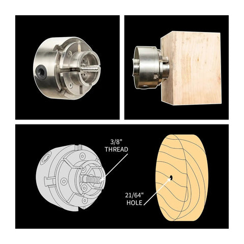 Versatile Workhorse 4 Inch Wood Lathe Chuck Set With 1x8 Tpi Thread And Three Quarter By Sixteen Tpi Adapter Nickel Plated