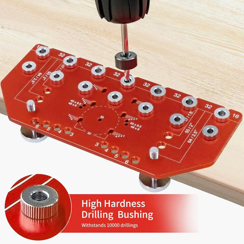 2 In 1 Shelf Pin And Hinge Jig For DIY Cabinets And Home Projects, Aluminum Adjustable Drilling Jig, high hardness bushings