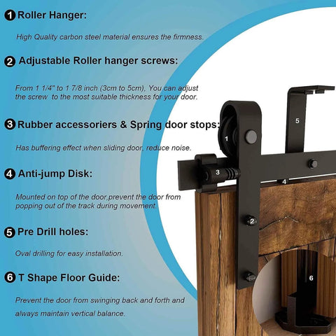 8Ft Ceiling Mount Sliding Barn Door Hardware Kit For 48 Inch Wide Single Wood Door, Low Ceiling L Shape Bracket System installation guide
