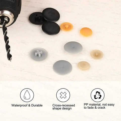 160 Pack 17mm White Screw Cap Covers Waterproof Plastic Decorative Caps for Phillips Cam Lock Nuts and Self-Tapping Screws, PP Material