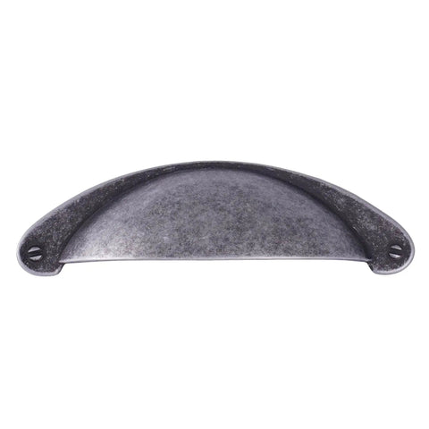 Front view of 10 Pack 3 Inch Cabinet Cup Pulls Matte Black Swedish Iron Drawer Hardware, zinc alloy, rustproof, for kitchen cabinets.
