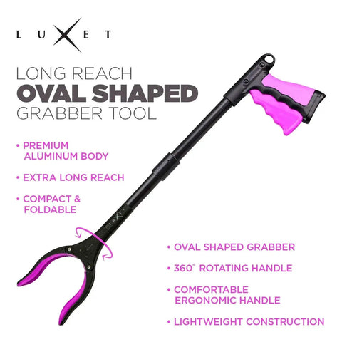 19 Inch Foldable Grabber Reacher Tool With Magnetic Tip And Strong Grip For Heavy Duty Trash Pickup And Reaching Small Items In Tight Spaces Pink Color Ideal Mobility Aid For Elderly Or Wheelchair Users Durable And Easy To Use