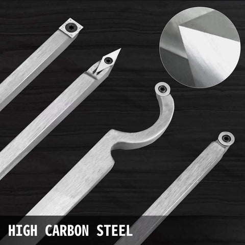 Durable Wood Turning Tools Set For DIY Hobbyists With Carbide Round Square Diamond Cutters And Comfortable Grip Handles 4 Piece Lathe Tool Kit By VEVOR close-up view