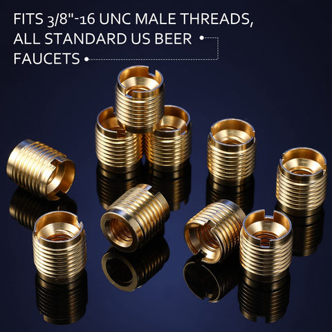 Durable Brass Threaded Inserts For Wood With Three Eighths By Sixteen Internal Threads Dual Thread Nutserts, set of ten.