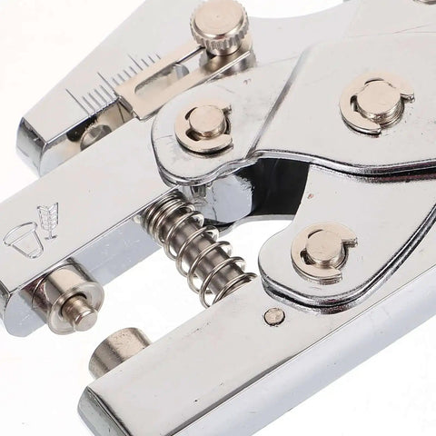 Close-up of Heavy Duty Single Hole Punch Plier with steel build for office and crafting, ideal for cardstock and badges.