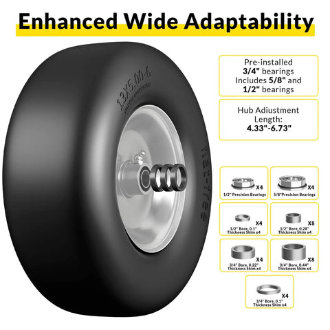 Flat Free 13x5.00-6 Lawn Mower Tire And Wheel Set No Flat Solid Front Tires For Zero Turn Mowers Built Tough For Residential