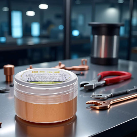 Conductive Electrical Contact Grease For Automotive And Electronics, Pro Grade Copper Anti Seize Paste in jar with tools
