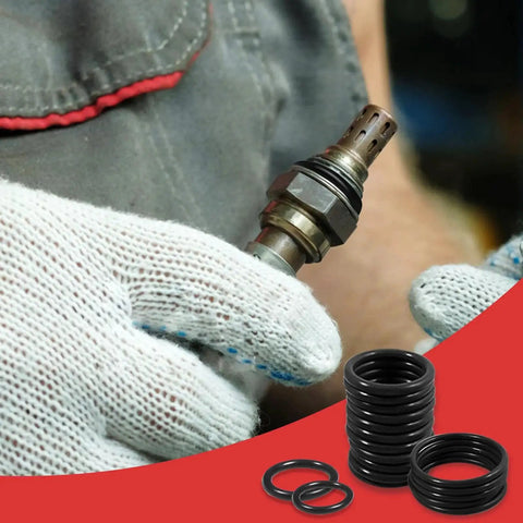 Technician holding sensor with Dope 419 Piece Universal Metric O Ring Kit, showcasing Buna N 70A rubber seals for auto repairs.