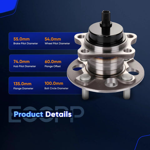 Rear Wheel Hub And Bearing Assembly 512370 Drop In Replacement For Scion IQ 2013, Prius C 2012 To 2019, Yaris 2012 To 2019 visible details