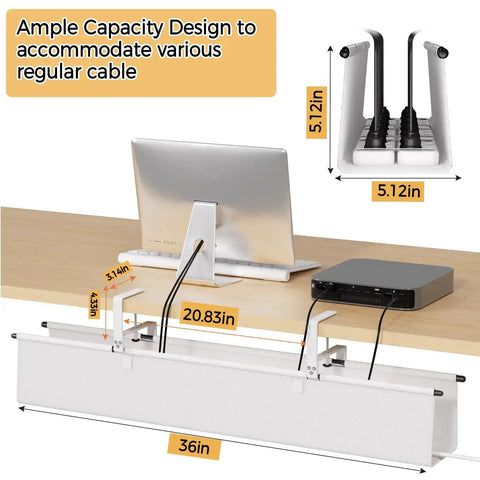 Under Desk Cable Management Tray 36 Inch Cord Organizer For Desk No Drill Fabric Under Table Wire Organizer With 16 Cable Ties
