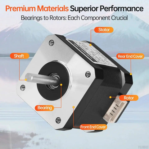 High Torque Nema 17 Stepper Motor Bundle 10 Pack 1.8 Degree 2 Phase Bipolar Motors For 3D Printers CNC DIY Robots with labeled components