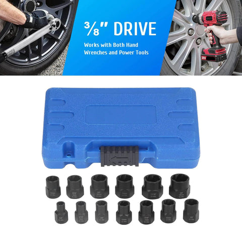 Beefy Nut Remover Set For Rusted Damaged Stripped Fasteners High Torsion Socket Kit displayed with blue case and sockets