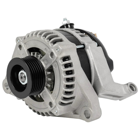 Beefed Up 12V 136Amp Alternator Replacement For Dodge Ram 1500 Durango Jeep Liberty Grand Cherokee 2001-2006 3.7L 4.7L 6 Groove CW Pulley OEM 13912 Fitment, angled view