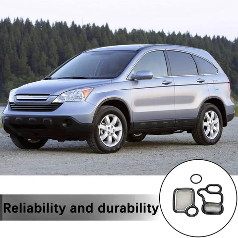 Honda CR-V with VVT VTEC Solenoid Gasket Valve Cover Set 3 Piece diagram showing components to stop engine oil leaks.