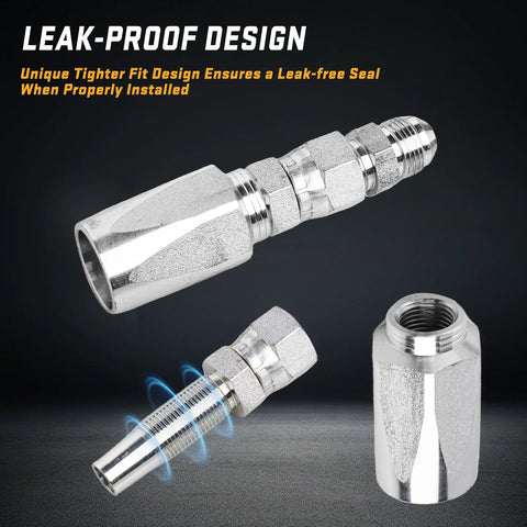 Legines 1/2in reusable hydraulic fittings kit, #08 hose repair, 4000 PSI, chrome-plated metal, 2 pcs