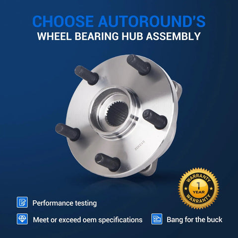 Front Wheel Hub And Bearing Assembly With ABS For Outback Forester Impreza Legacy Ascent 5 Lug Replacement Built For A Smooth Ride And Easy Install Today displayed with warranty seal