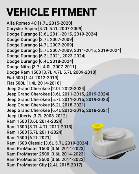 Fuel Vapor Leak Detection Pump 310-219 Replacement displayed with compatible vehicle models for Dodge, Jeep, Chrysler, Fiat, Ram