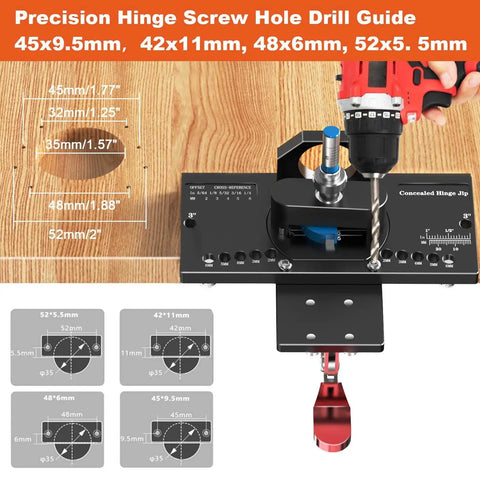Concealed Hinge Jig With Quick Clamp And Dust Vacuum Adapter For 35mm Door Hinge Install Carbide Bit With Measuring Scale