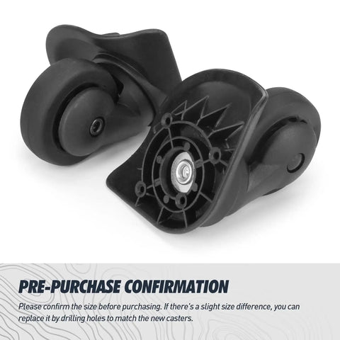 1 Pair Luggage Replacement Swivel Caster Wheels With 360-Degree Rubber Trolley Wheel Kit for Suitcase Repair, black close-up